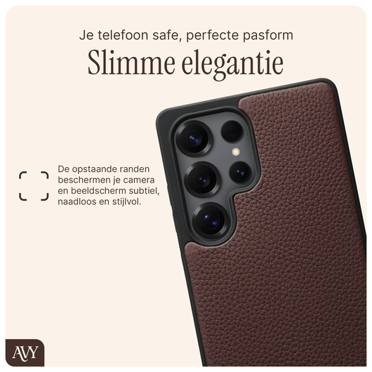 AVY Samsung Galaxy S25 Ultra Hoesje met Koord Haakjes MagSafe Leer Chocolate afbeelding 7