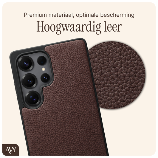 AVY Samsung Galaxy S25 Ultra Hoesje met Koord Haakjes MagSafe Leer Chocolate afbeelding 8