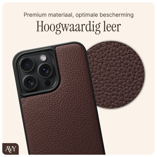 AVY Apple iPhone 15 Pro Max Hoesje met Koord Haakjes MagSafe Leer Chocolate afbeelding 8