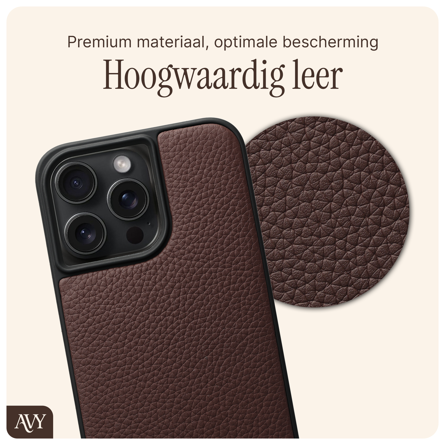 AVY Apple iPhone 14 Pro Max Hoesje met Koord Haakjes MagSafe Leer Chocolate afbeelding 6