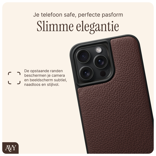 AVY Apple iPhone 14 Pro Max Hoesje met Koord Haakjes MagSafe Leer Chocolate afbeelding 8