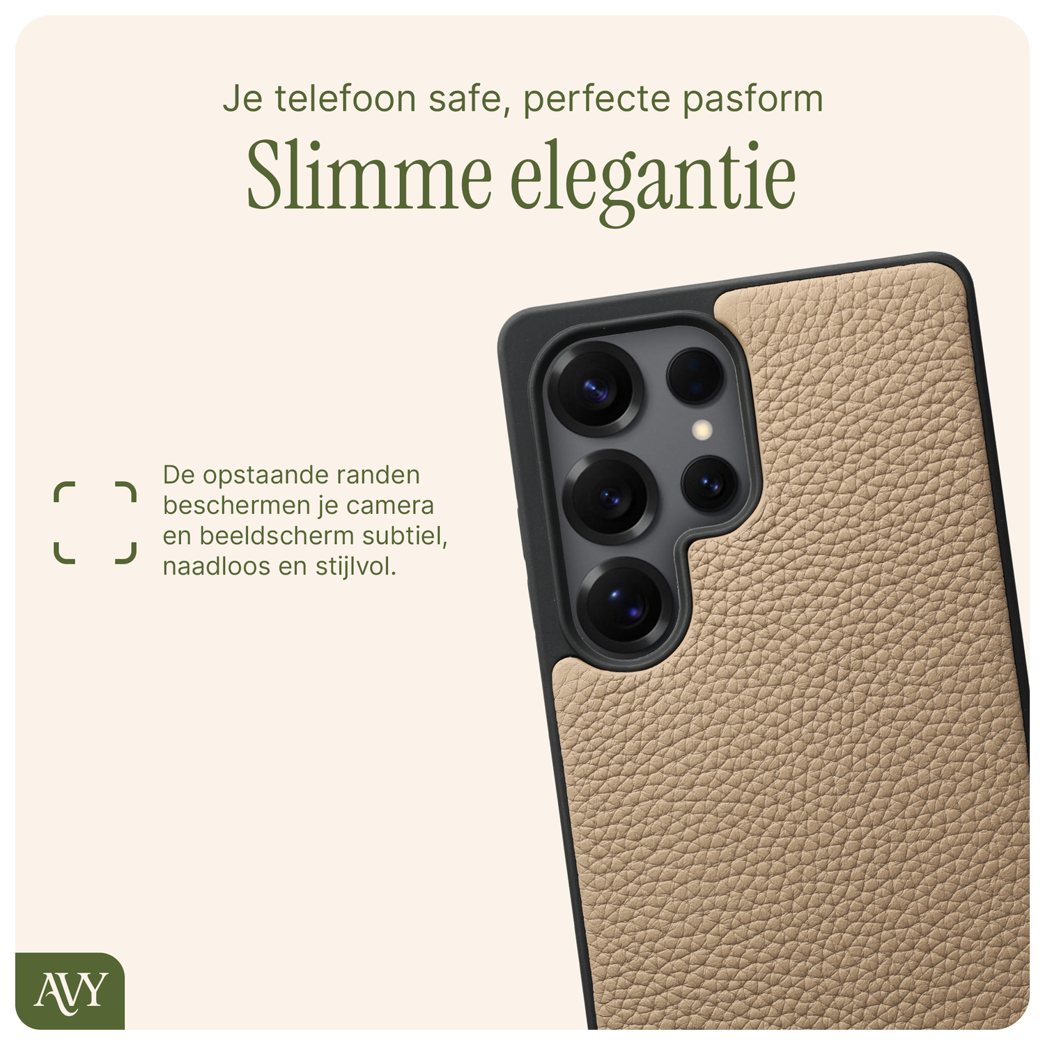 AVY Samsung Galaxy S25 Ultra Hoesje met Koord Haakjes MagSafe Leer Beige afbeelding 7