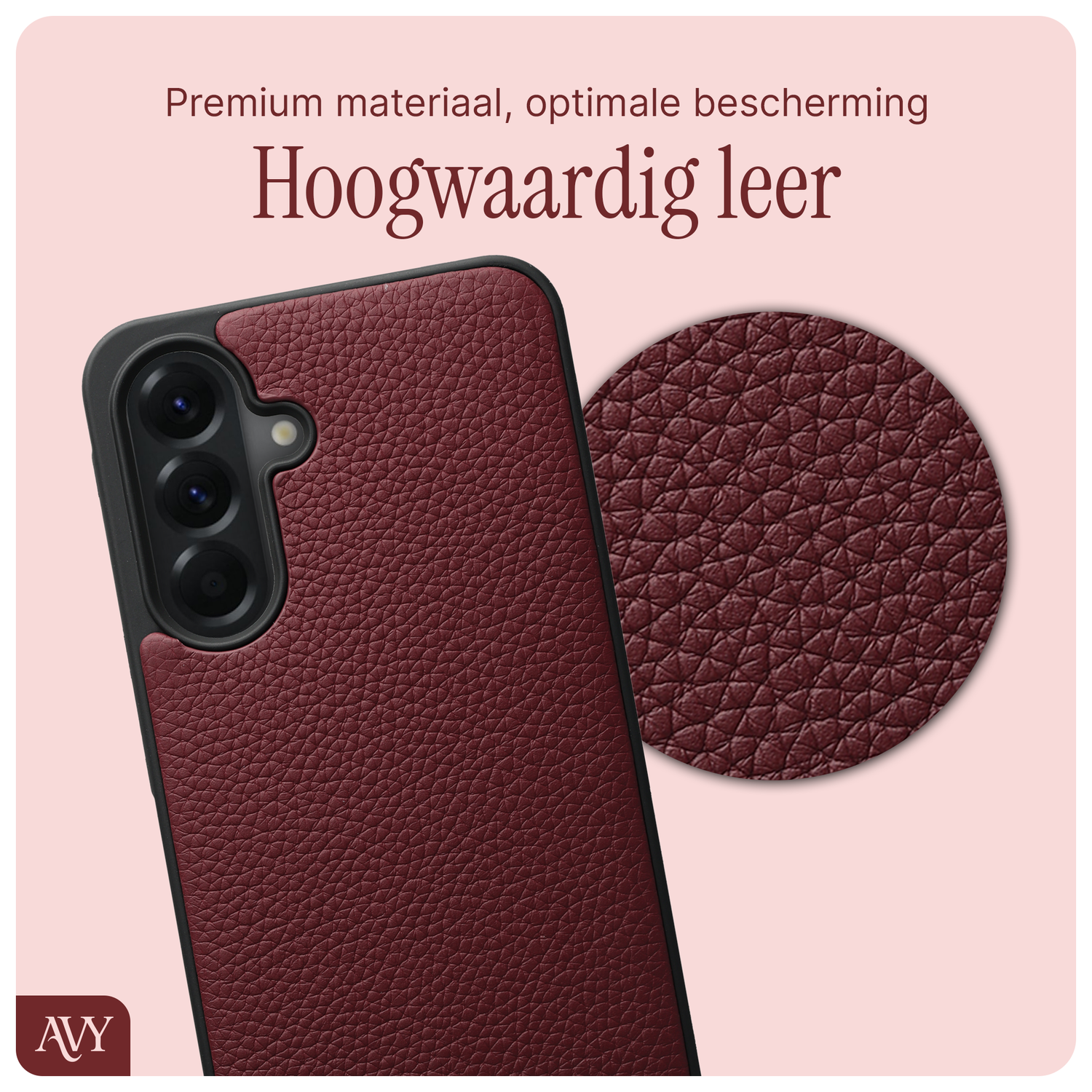 AVY Samsung Galaxy A56 Hoesje met Koord Haakjes MagSafe Leer Burgundy afbeelding 7