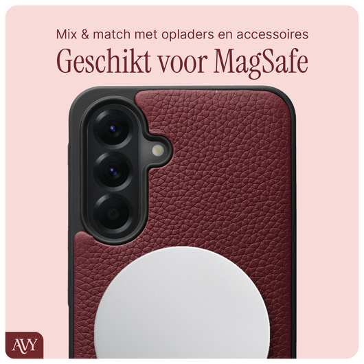 AVY Samsung Galaxy A56 Hoesje met Koord Haakjes MagSafe Leer Burgundy afbeelding 6