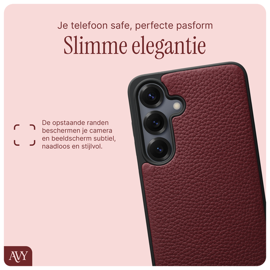 AVY Samsung Galaxy S25 / S24 Hoesje met Koord Haakjes MagSafe Leer Burgundy afbeelding 6