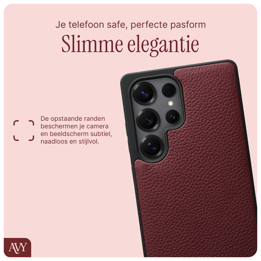AVY Samsung Galaxy S25 Ultra Hoesje met Koord Haakjes MagSafe Leer Burgundy afbeelding 8