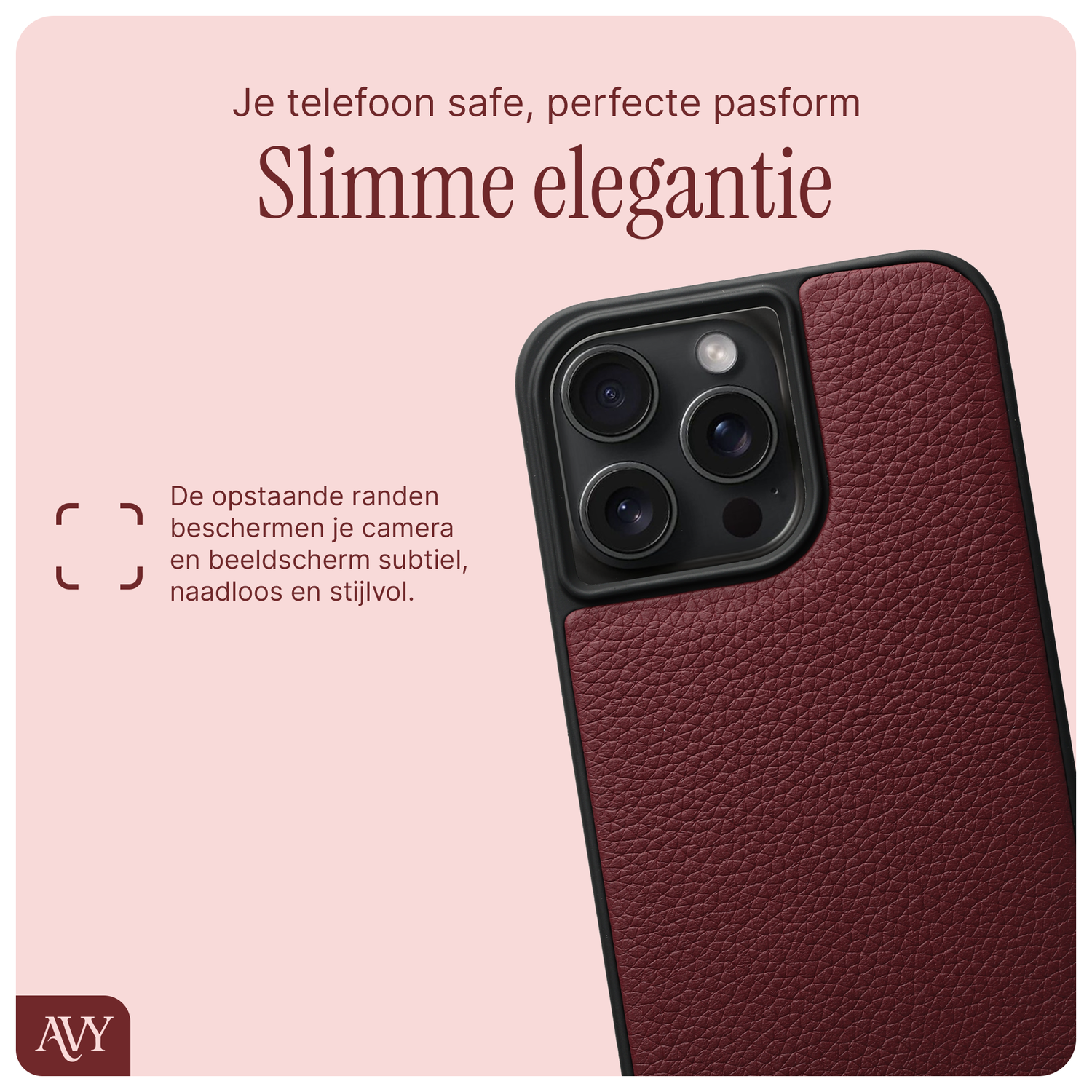 AVY Apple iPhone 15 Pro Max Hoesje met Koord Haakjes MagSafe Leer Burgundy afbeelding 7