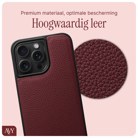 AVY Apple iPhone 15 Pro Max Hoesje met Koord Haakjes MagSafe Leer Burgundy afbeelding 6