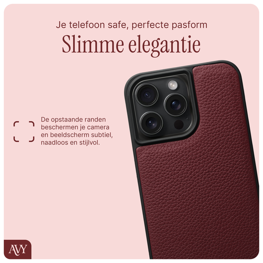AVY Apple iPhone 15 Pro Max Hoesje met Koord Haakjes MagSafe Leer Burgundy afbeelding 7