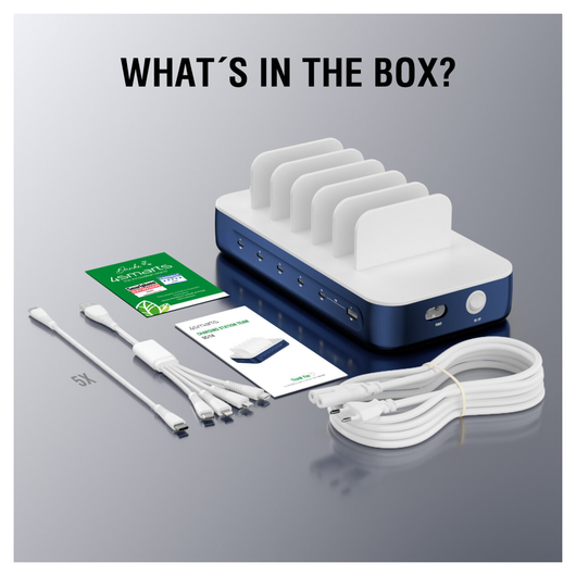 4Smarts Team 100W Laadstation 5x USB-C 1x USB-A Oplader Blauw afbeelding 13
