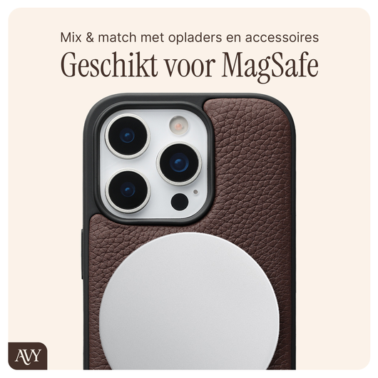 AVY Apple iPhone 16 Pro Bruin Leren Hoesje met Koord Cupid Black afbeelding 7