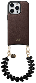 AVY Apple iPhone 16 Pro Max Bruin Leren Hoesje met Koord Cupid Black