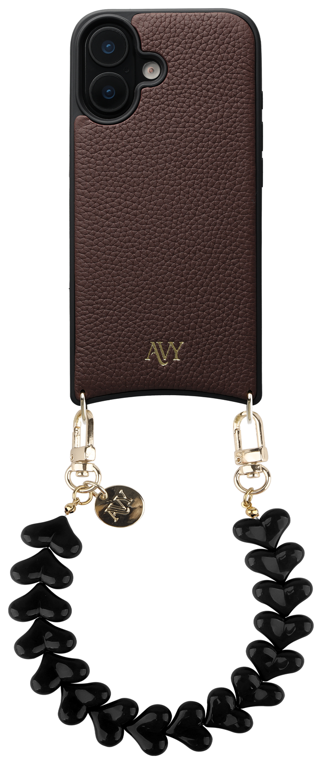 AVY Apple iPhone 17 Bruin Leren Hoesje met Koord Cupid Black afbeelding 1