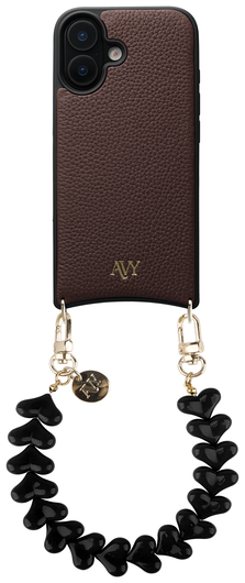 AVY Apple iPhone 17 Bruin Leren Hoesje met Koord Cupid Black afbeelding 1