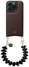 AVY Apple iPhone 14 Pro Bruin Leren Hoesje met Koord Cupid Black