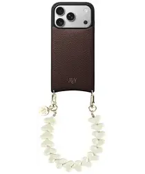 AVY Apple iPhone 17 Pro Bruin Leren Hoesje met Koord Cupid Beige afbeelding