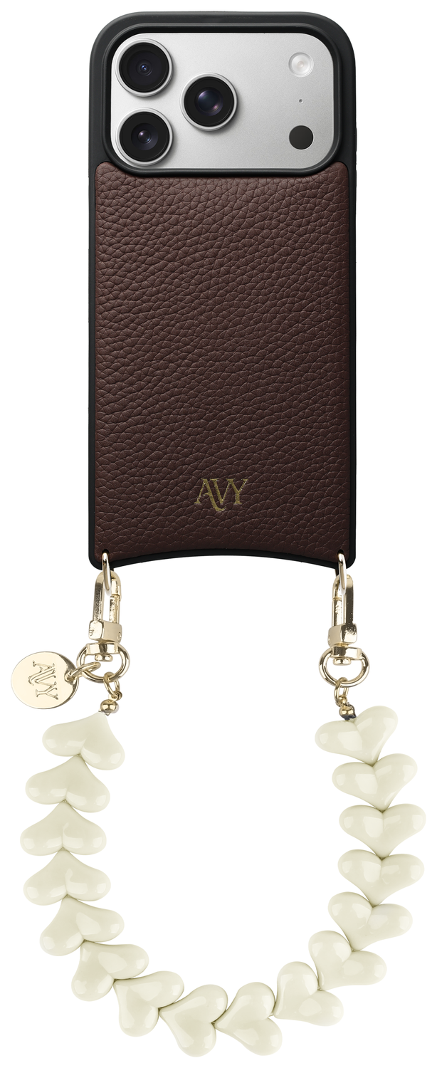 AVY Apple iPhone 17 Pro Bruin Leren Hoesje met Koord Cupid Beige afbeelding 1