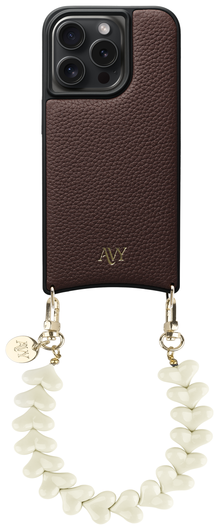 AVY Apple iPhone 14 Pro Bruin Leren Hoesje met Koord Cupid Beige afbeelding 1