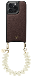 AVY Apple iPhone 14 Pro Bruin Leren Hoesje met Koord Cupid Beige