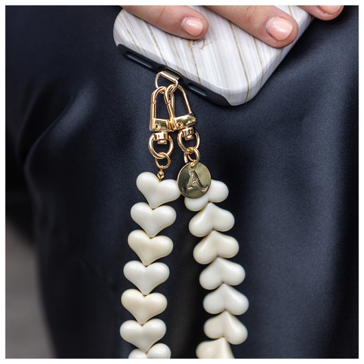 AVY Apple iPhone 15 Zwart Leren Hoesje met Koord Cupid Beige afbeelding 3