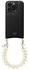 AVY Apple iPhone 14 Pro Zwart Leren Hoesje met Koord Cupid Beige