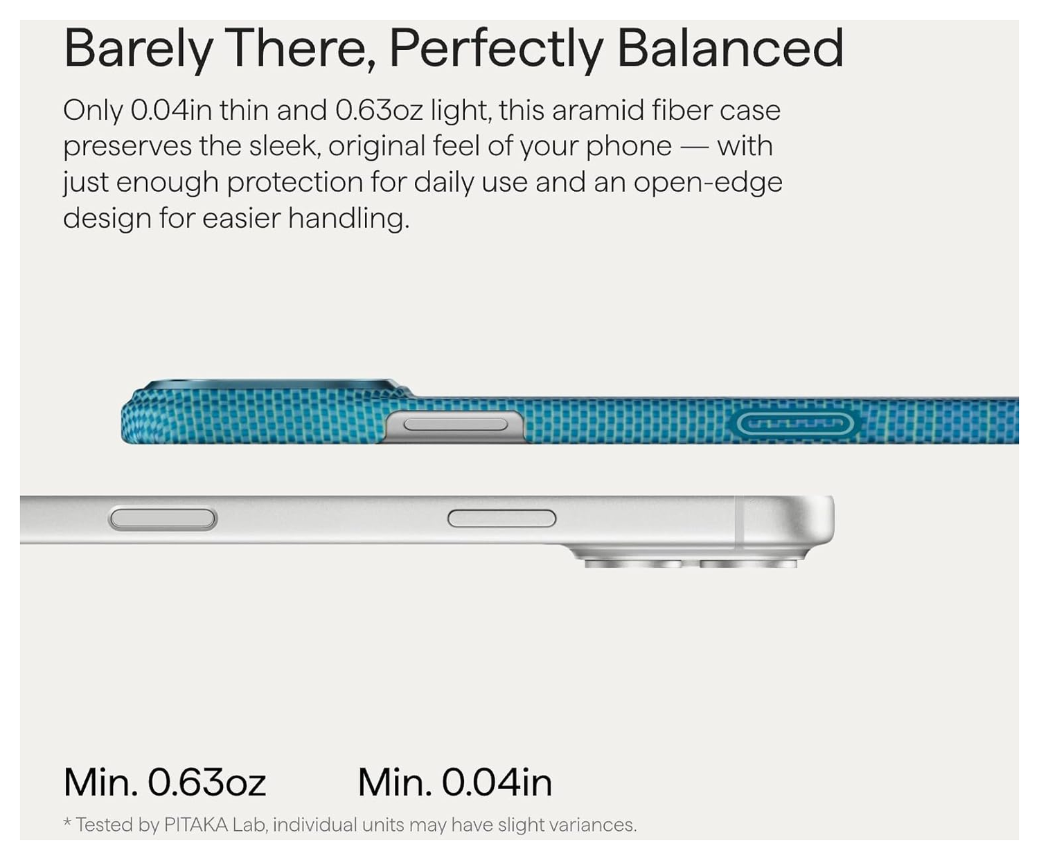 PITAKA Ultra-Slim iPhone 17 Pro Hoesje 600D MagSafe Ultra Dun Blauw afbeelding 9