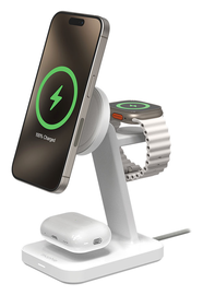 ZAGG Snap+ 3-in-1 Qi2 15W Draadloze MagSafe Oplader Standaard Wit