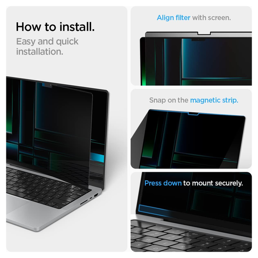 Spigen SafeView - MacBook Pro 14 Inch (M5/M4/M3/M2/M1) - Privacy Glass afbeelding 3