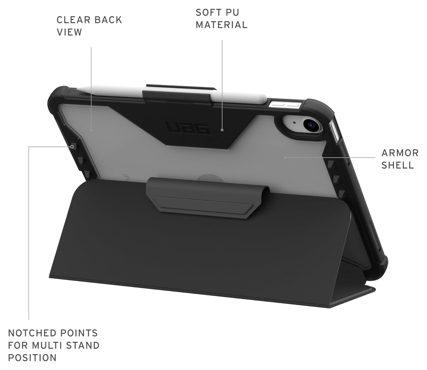 UAG Plyo LT iPad 11 (2025) / 10.9 (2022) Hoes Book Case Transparant Ash afbeelding 7