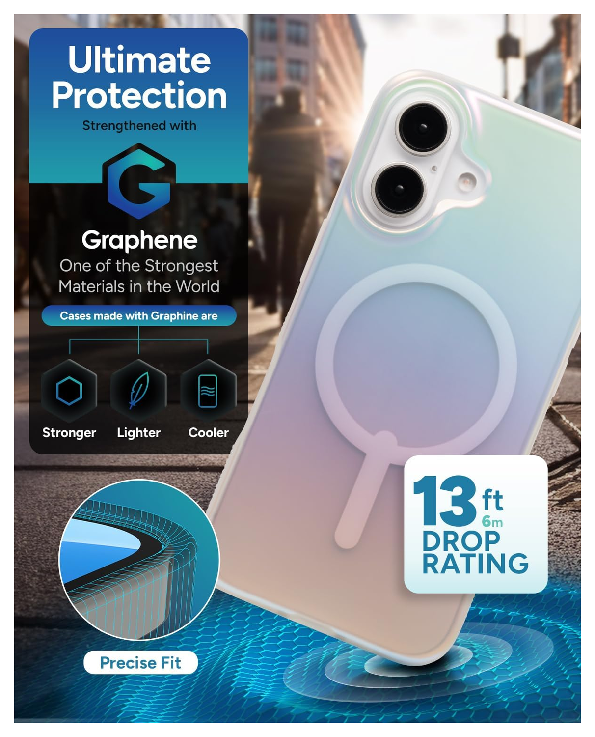 ZAGG Milan Snap Apple iPhone 16 Hoesje MagSafe Back Cover Iridescent afbeelding 4