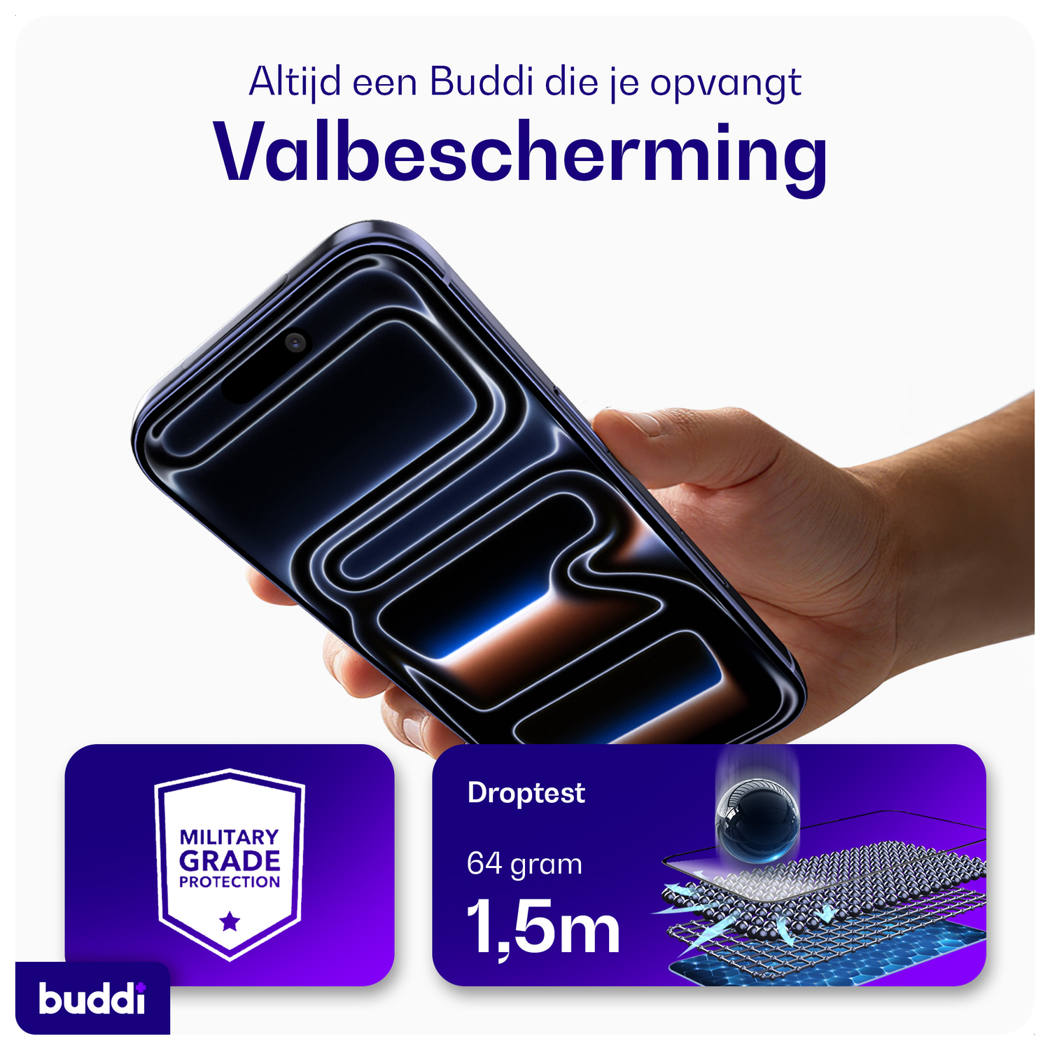 Buddi Easy Fit iPhone 15 Pro Max Tempered Glass met Installatietray (2-Pack) afbeelding 2