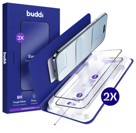 Buddi Easy Fit iPhone Air Tempered Glass met Installatietray (2-Pack) afbeelding