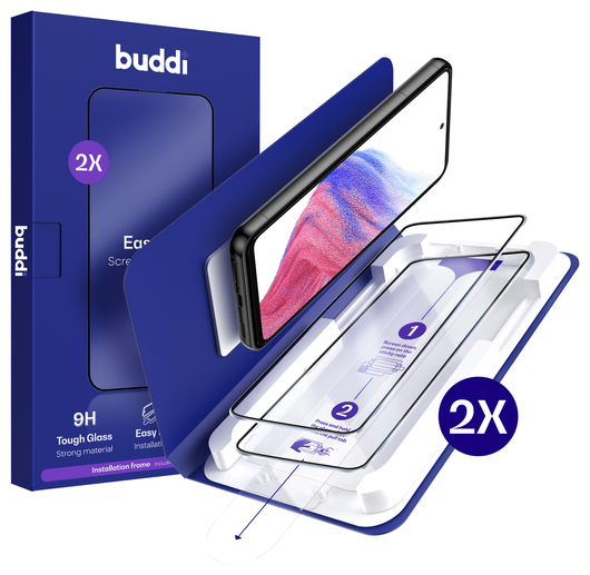 Buddi Easy Fit Samsung Galaxy A53 Tempered Glass met Installatietray (2-Pack) afbeelding 1