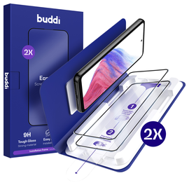 Buddi Easy Fit Samsung Galaxy A53 Tempered Glass met Installatietray (2-Pack) afbeelding
