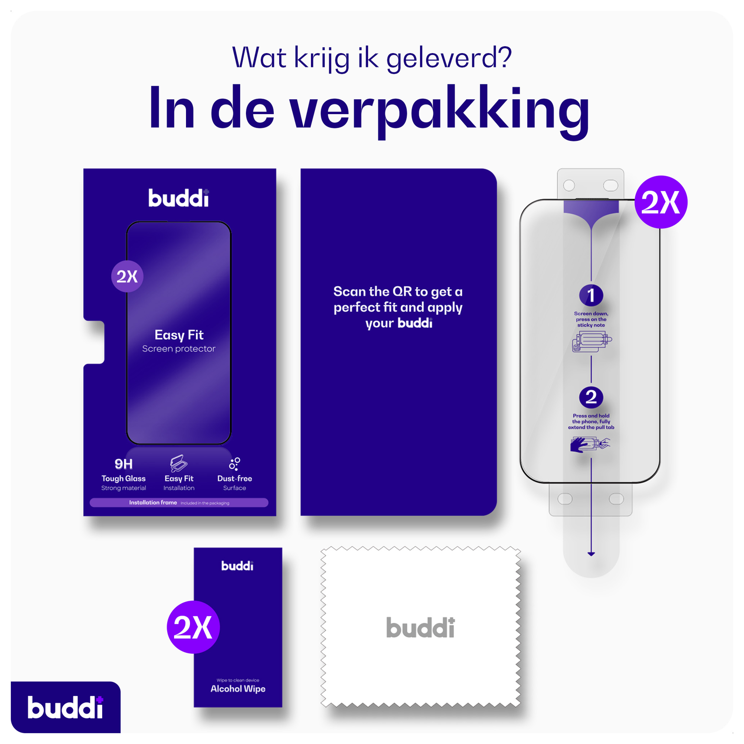 Buddi Easy Fit Samsung Galaxy A54 Tempered Glass met Installatietray (2-Pack) afbeelding 10