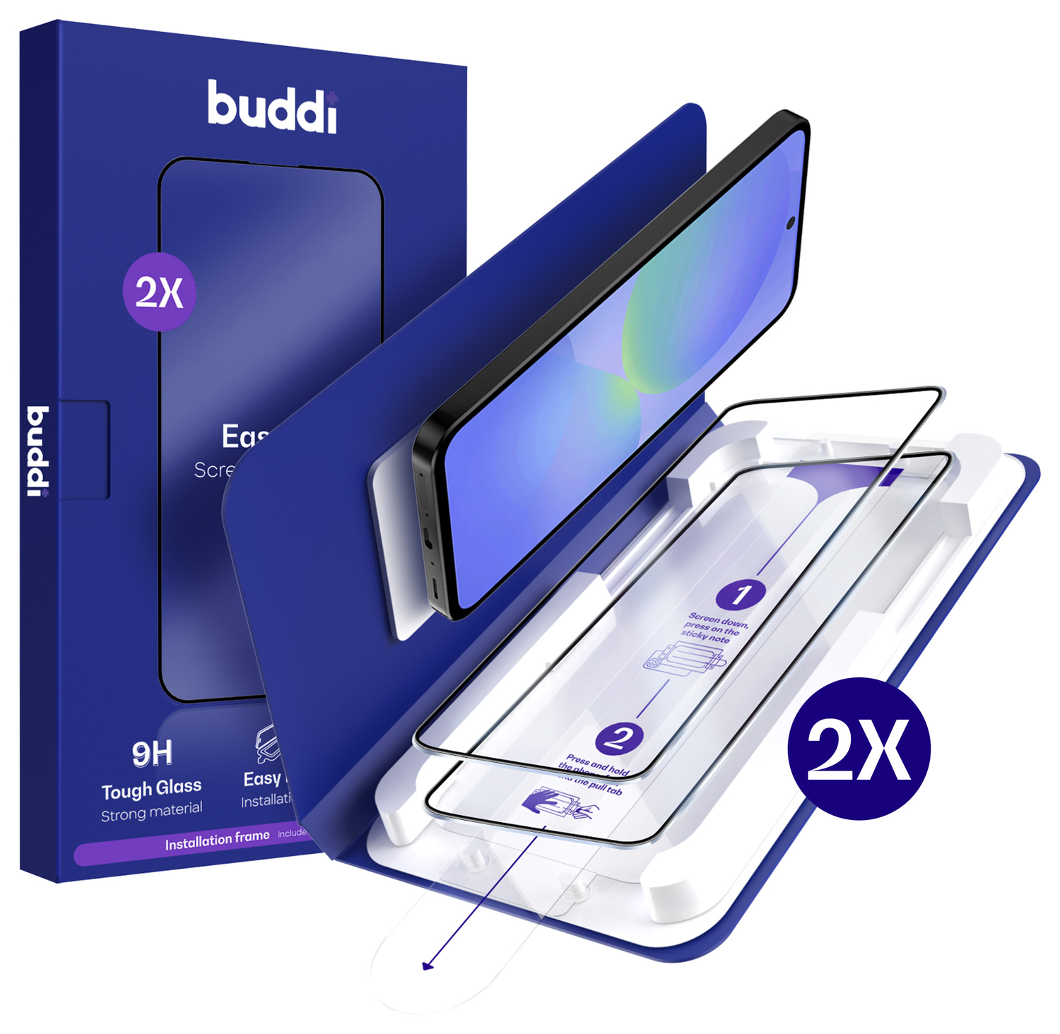 Buddi Easy Fit Samsung A36 Tempered Glass met Installatietray (2-Pack) afbeelding 1