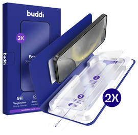 Buddi Easy Fit Samsung S24 Plus/S25 Plus Tempered Glass Installatietray (2-Pack) afbeelding
