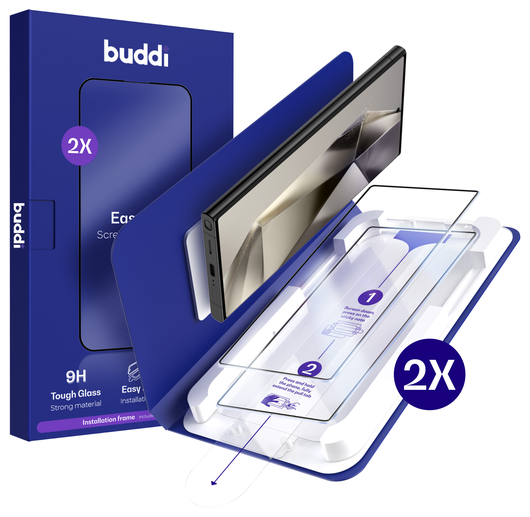 Buddi Easy Fit Samsung S24 Ultra Tempered Glass met Installatietray (2-Pack) afbeelding 1