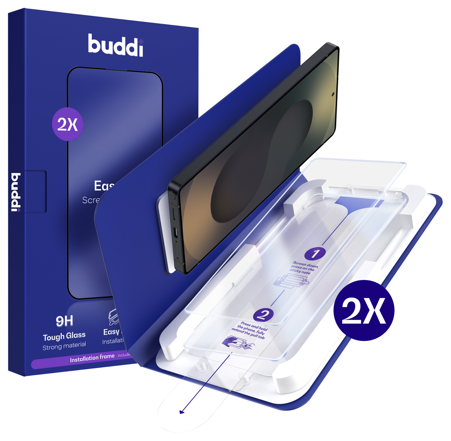 Buddi Easy Fit Samsung S25 Ultra Tempered Glass met Installatietray (2-Pack) afbeelding 1