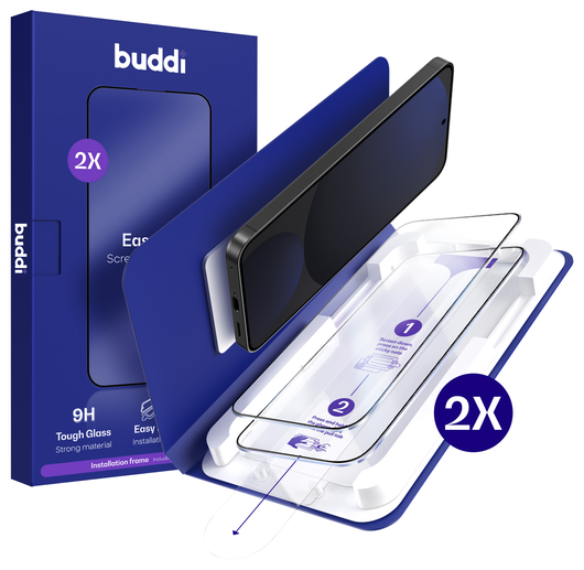 Buddi Easy Fit Samsung Galaxy S24 FE Tempered Glass met Installatietray (2-Pack) afbeelding 1