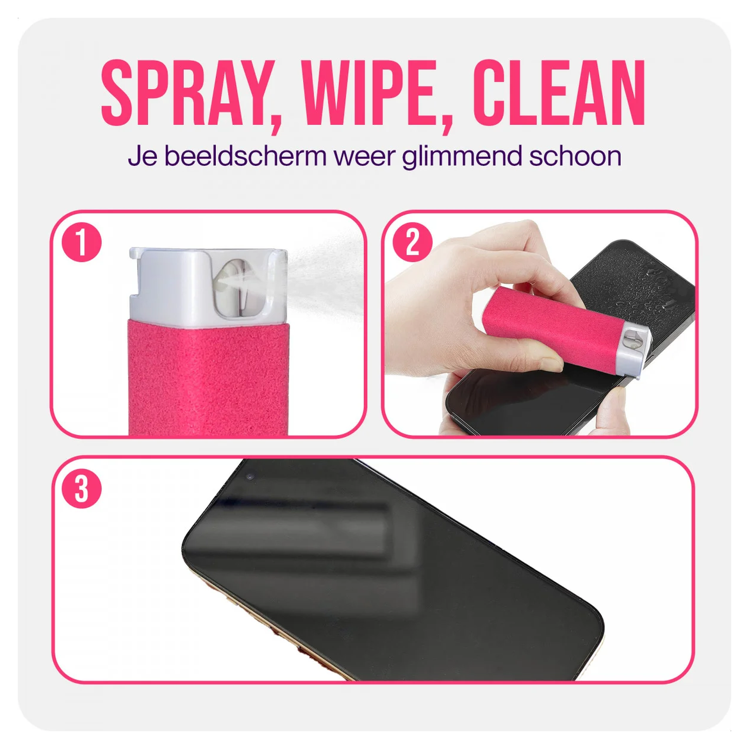 8x Splash Pure Universele Antibacteriële Scherm Reinigingsset 20ML afbeelding 3