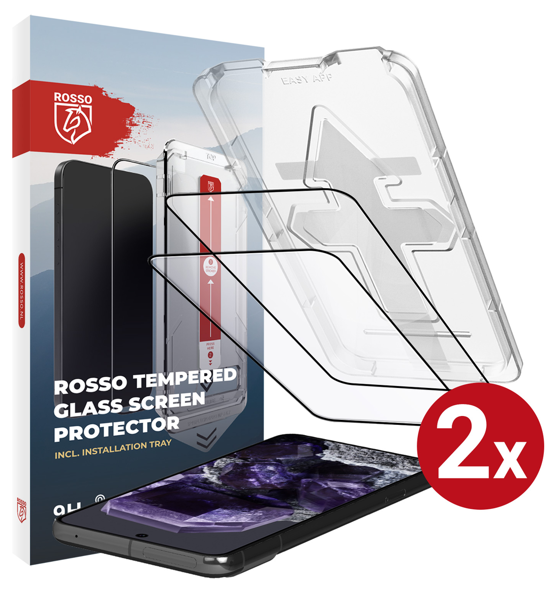 Rosso Google Pixel 8 Tempered Glass met Installatietray (2-Pack) afbeelding 1