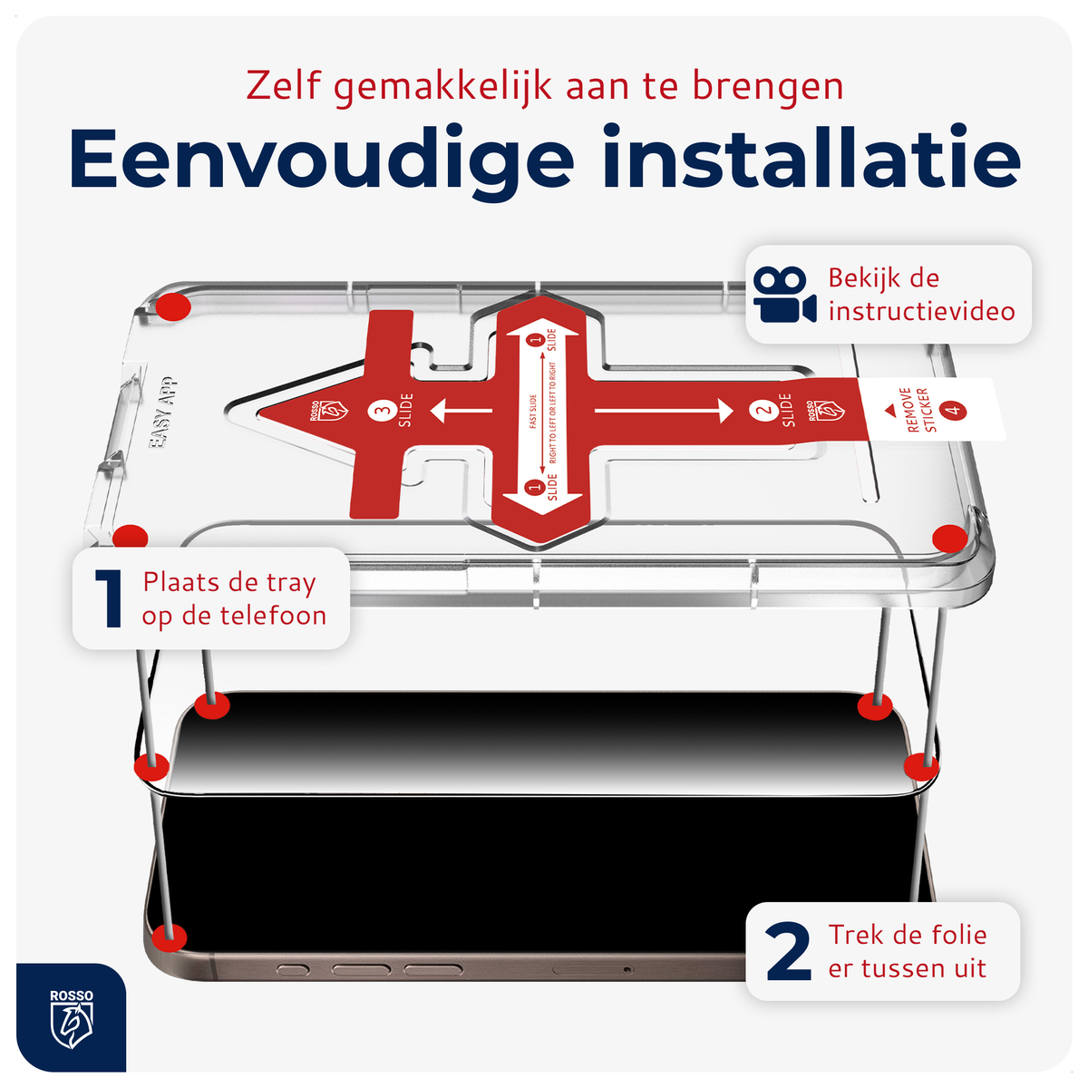 Rosso iPhone 6(S) / 7 / 8 Tempered Glass met Installatietray (2-Pack) afbeelding 2