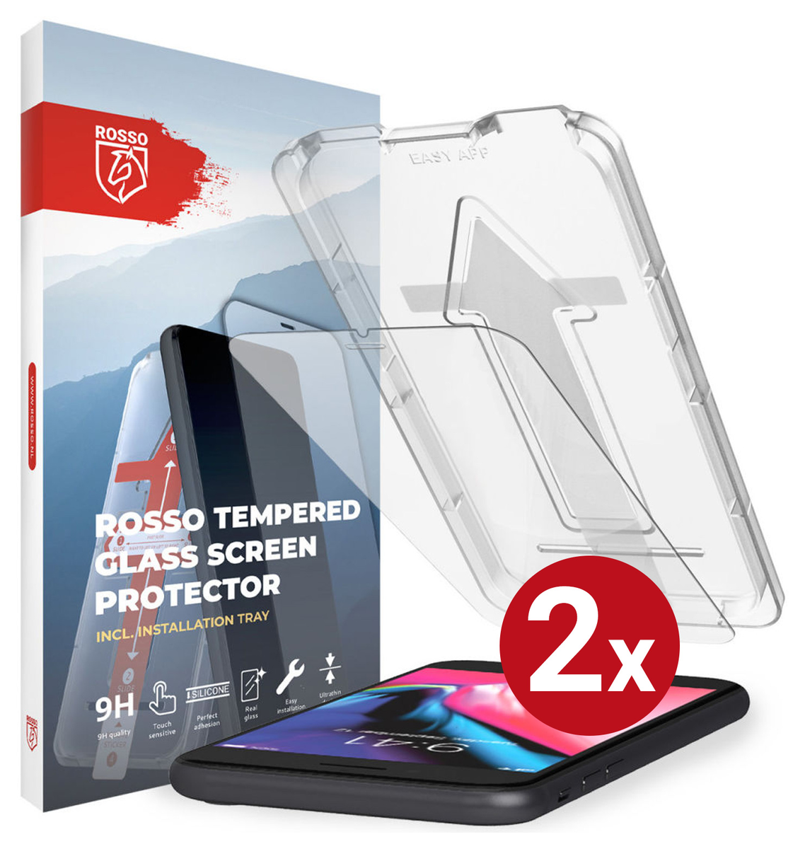 Rosso iPhone 6(S) / 7 / 8 Plus Tempered Glass Installatietray (2-Pack) afbeelding 13