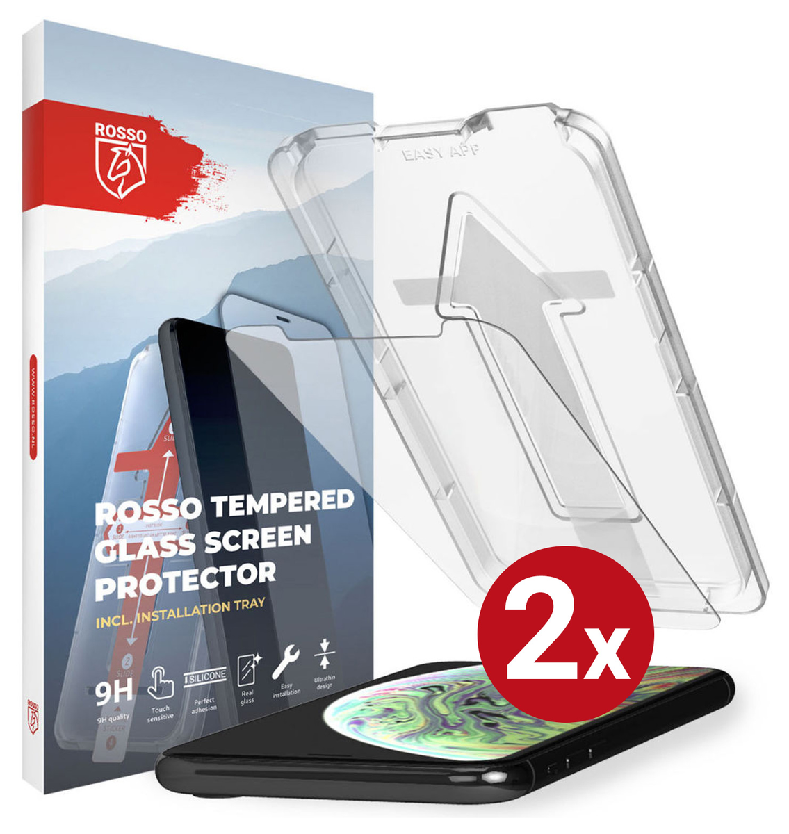 Rosso Apple iPhone XS Max Tempered Glass met Installatietray (2-Pack) afbeelding 13