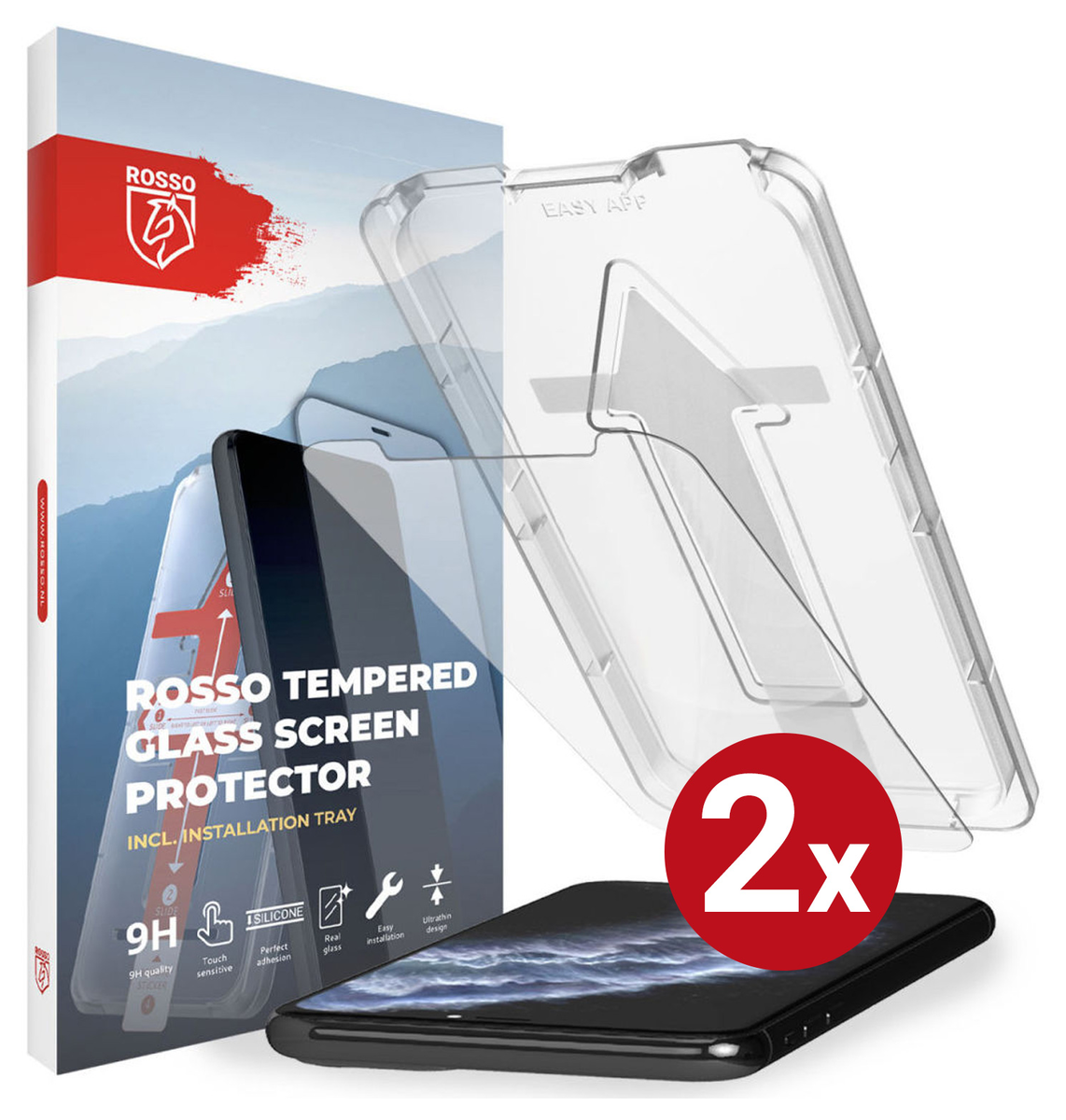 Rosso iPhone 11 Pro Max Tempered Glass met Installatietray (2-Pack) afbeelding 12