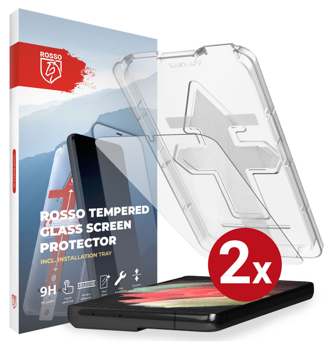 Rosso Samsung S21 Plus Tempered Glass met Installatietray (2-Pack) afbeelding 12