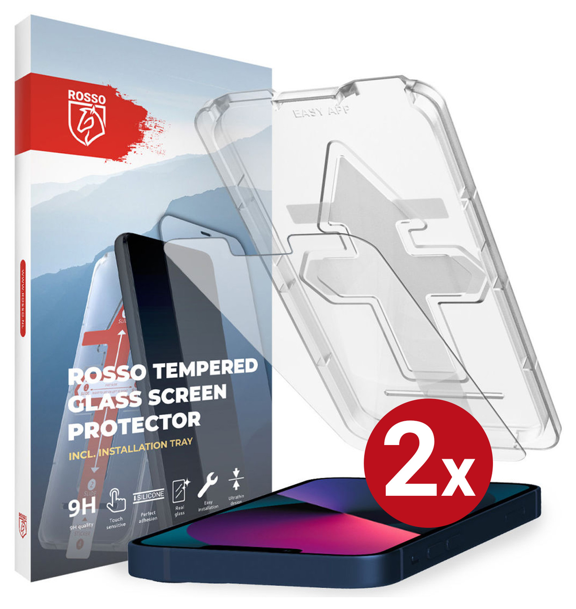 Rosso Apple iPhone 13 mini Tempered Glass met Installatietray (2-Pack) afbeelding 13