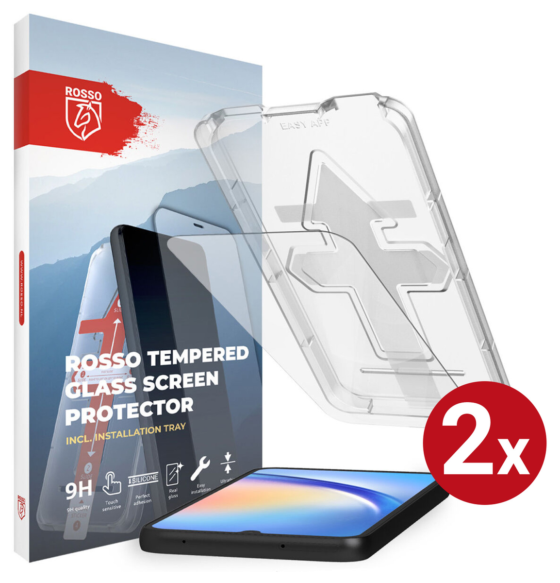 Rosso Samsung Galaxy A34 Tempered Glass met Installatietray (2-Pack) afbeelding 1