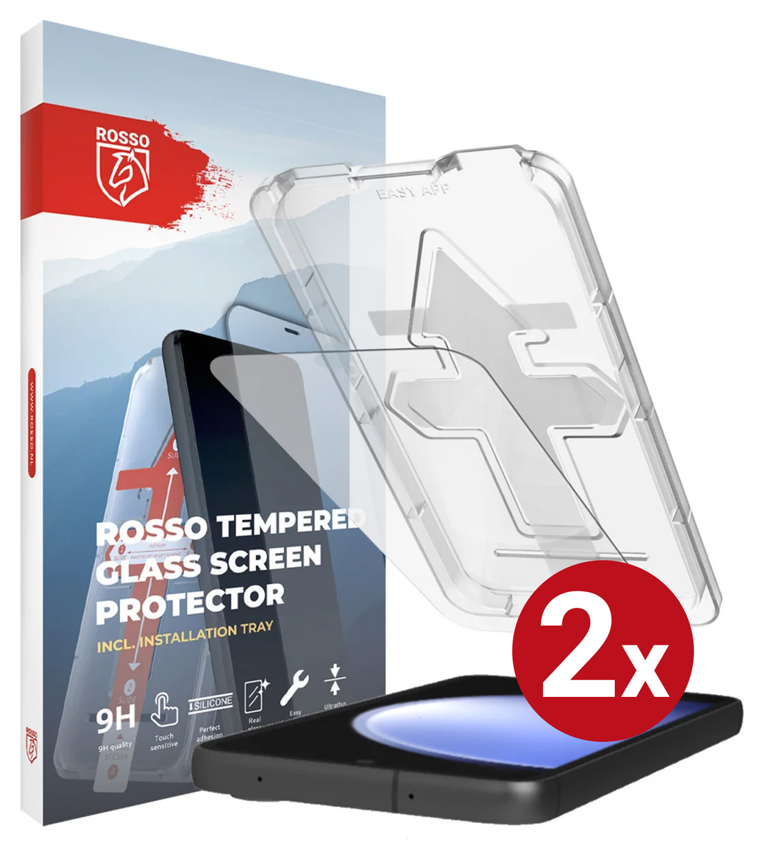 Rosso Samsung S23 FE Tempered Glass met Installatietray (2-Pack) afbeelding 13